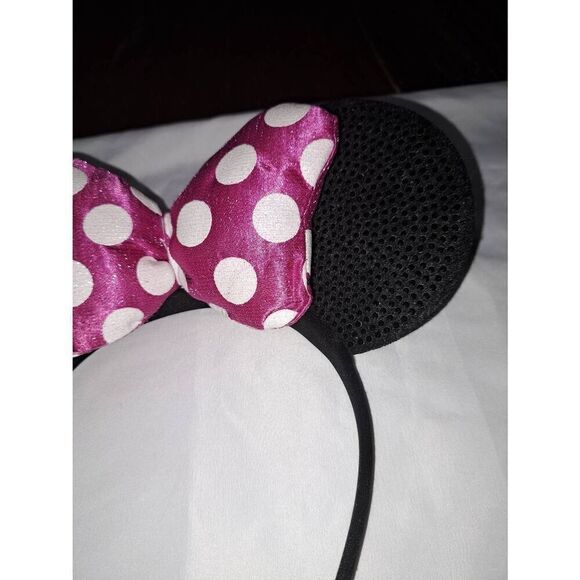 Minnie Mouse Ear Headband Black Pink White Embellish Costume Vacation Birthday - Picture 4 of 6